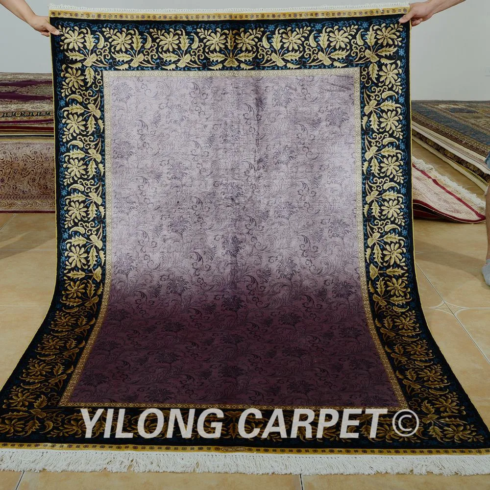 Yilong 4'x6' Традиционный турецкий ковер фиолетовый vantage Античная восточные шелковые ковры (0690)