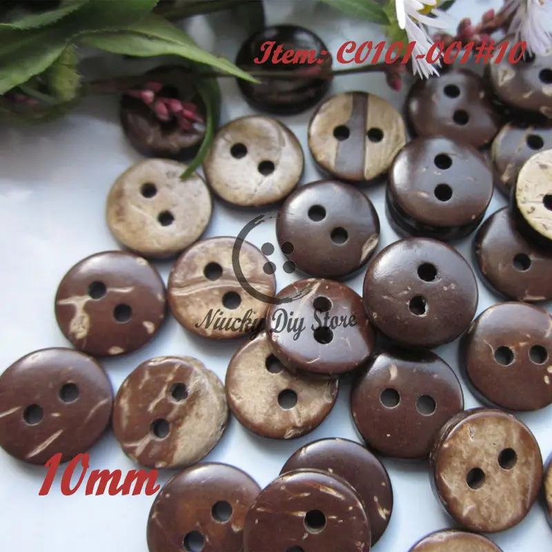 100pcs 10mm / 11mm / 12mm 2 holes Natural Coconut Buttons for Sewing Craft Scrapbooking Decorative Accessories Sewing Materials 3