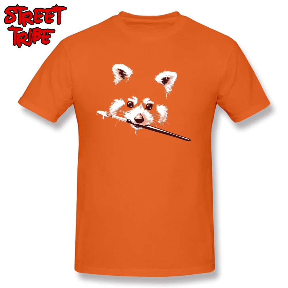 Cute Ailuridae -974 Printing Short Sleeve T Shirts Summer/Autumn Crew Neck 100% Cotton Tops Shirt for Men T Shirts Printed On Ailuridae -974 orange