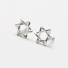 Настоящее 925 пробы, серебряные серьги-гвоздики с изображением звезд Давида для женщин и девушек, модные серьги из стерлингового серебра, ювелирные изделия brincos brinco