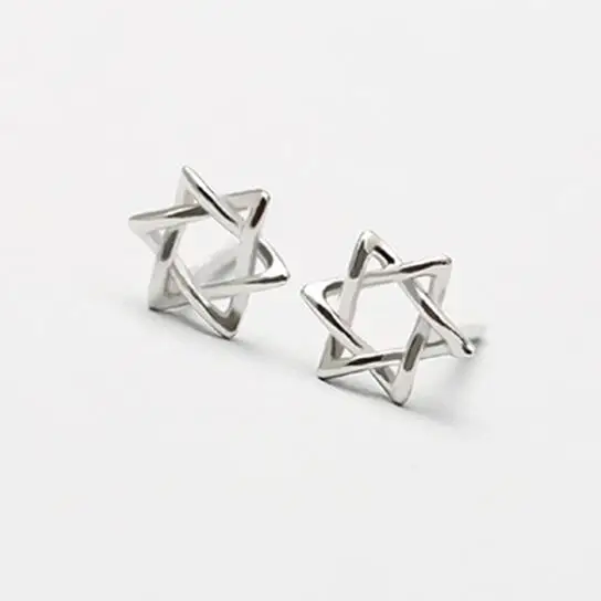 

Real 925 Sterling Silver David Star Stud Earrings for Women Girls Fashion sterling-silver-jewelry brincos brinco