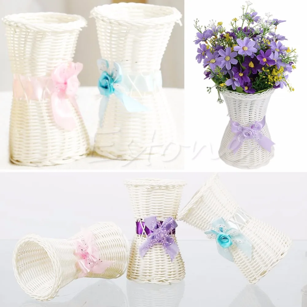 Beli 1 Pc Romantis Putih Buatan Rotan Vas Bunga Keranjang Buah Permen Penyimpanan Rumah Garden Party Pernikahan   Engagement Decor Hot C42