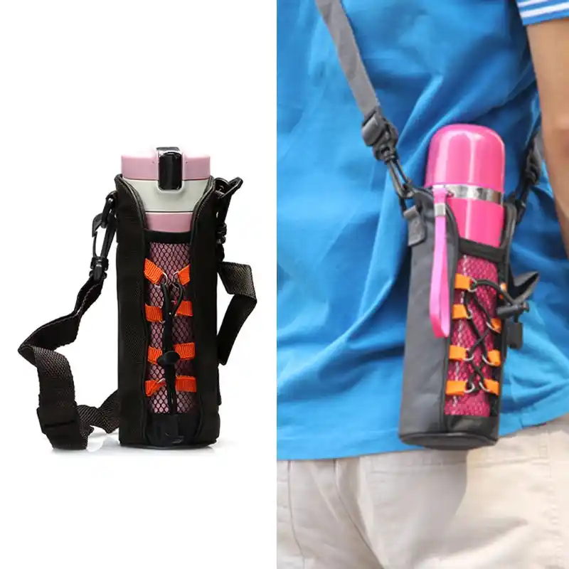 Drinking Water Bottle Carrier Insulated Cover Case Pouch Bag+Shoulder Strap Set