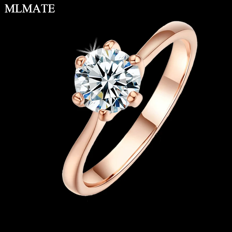 Classic Engagement Wedding Band Ring For Women 6 Prong Sparkling Solitaire AAA 1ct Cubic 