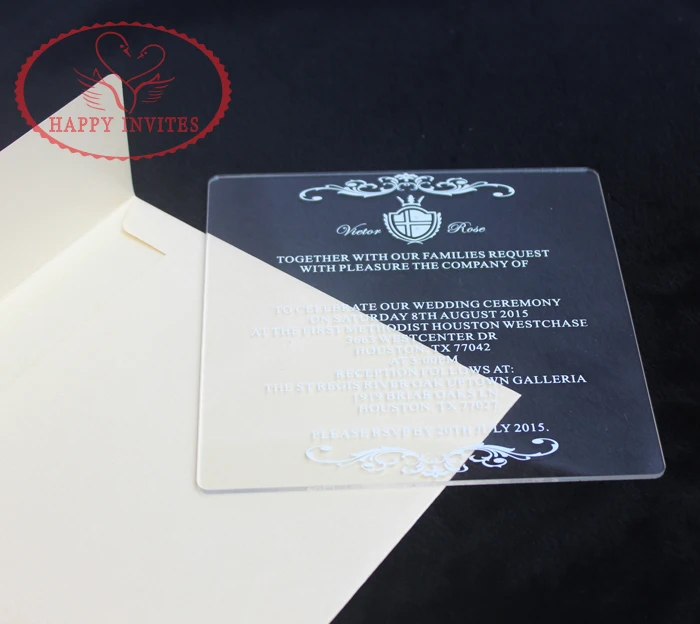 

Free Shipping! HI4051 Customized Clear Acrylic Wedding Invitation Card with Envelope