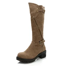 2016 neue Winter Mode Freizeit Kniehohen Frauen Stiefel Quadratische Ferse flache Weibliche Stiefel Schuhe Schwarz Frauen Stiefel größe 40 XP35