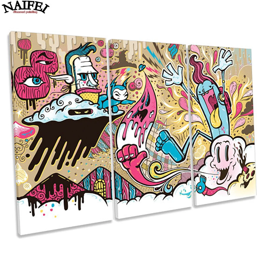 

diamond mosaic gift 3pcs/set cartoon Graffiti Urban Characters diamond painting home decorations,DIY Diamond Embroidery painting