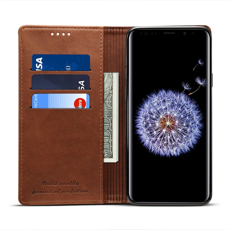 S9 обычная крышка телефона для samsung Galaxy S9+ S9 плюс Чехол кожаный чехол карты карман Внутренняя ТПУ подставка Магнитная Задняя крышка нового