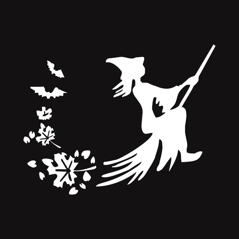 Cunymagos Witch Broom Fashion Car Sticker Motorcycle Vinyl Decal Black  Silver 16.7cm  15.4cm  (3)