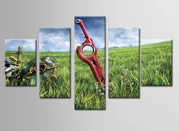 

5 Piece Canvas Art Decoration Artist Canvas Landscape Painting Green Grass Forms Canvas Prints Wall Pictures for Living Room
