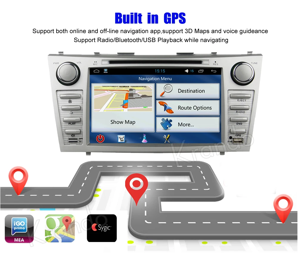 Cheap Krando Android 9.0 8" car dvd player for toyota camry 2007-2011 radio gps multimedia navigation system wifi 3g bt playstore dab+ 3