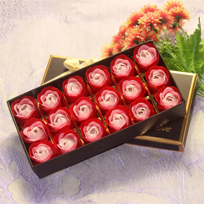 США сток набор Роза цветочное мыло для ванной лепесток с подарочной коробкой Свадьба День святого Валентина