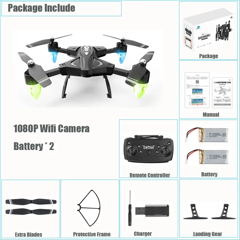 Складной Радиоуправляемый Дрон с камерой HD 1080P wifi FPV селфи мини Дрон высота Ховер вертолет один ключ возврат Квадрокоптер, Дрон - Цвет: 2 Battery 1080P