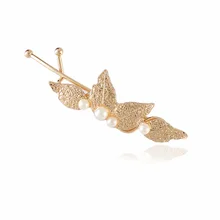 Заколки для волос для Для женщин простое заколки жемчуг зажим для волос в форме листка G0508