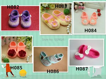 

Crochet shoes pink folower infant knitted first walker first walker loafers 0-12M cotton custom