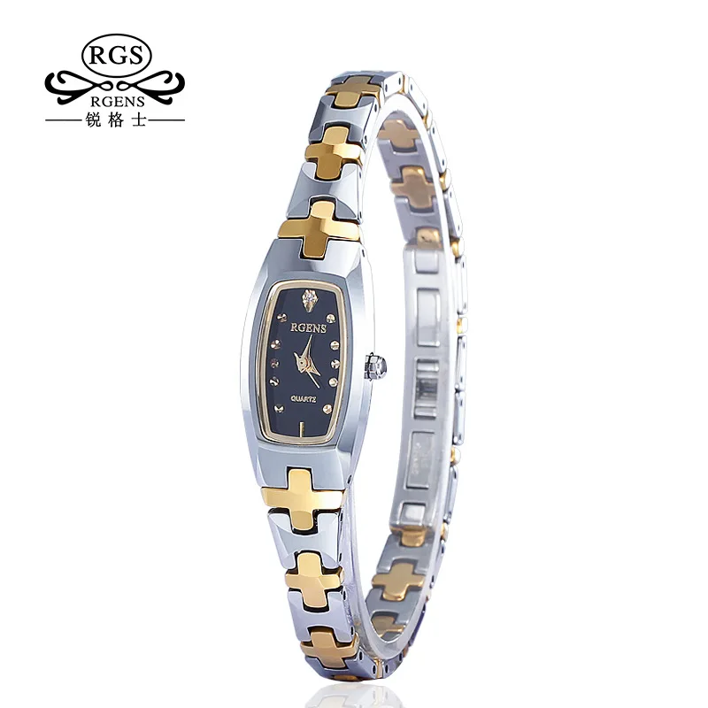 

fashion ladies RGENS brand tungsten steel wristwatches quartz square luxury woman watches bracelet diamond waterproof clocks