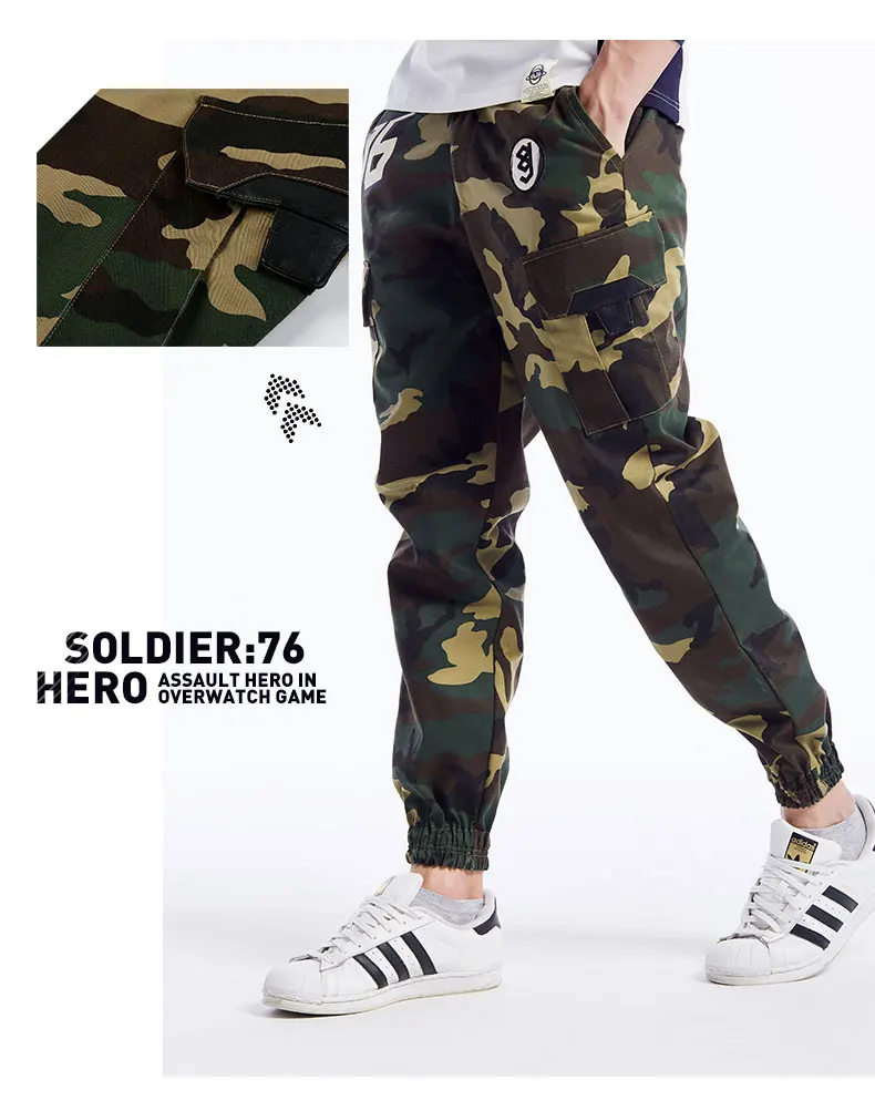 TEE7 мужские камуфляжные штаны с принтом GameOW Soldier76 спортивные штаны мужские повседневные спортивные штаны в стиле хип-хоп мужские облегающие флисовые брюки