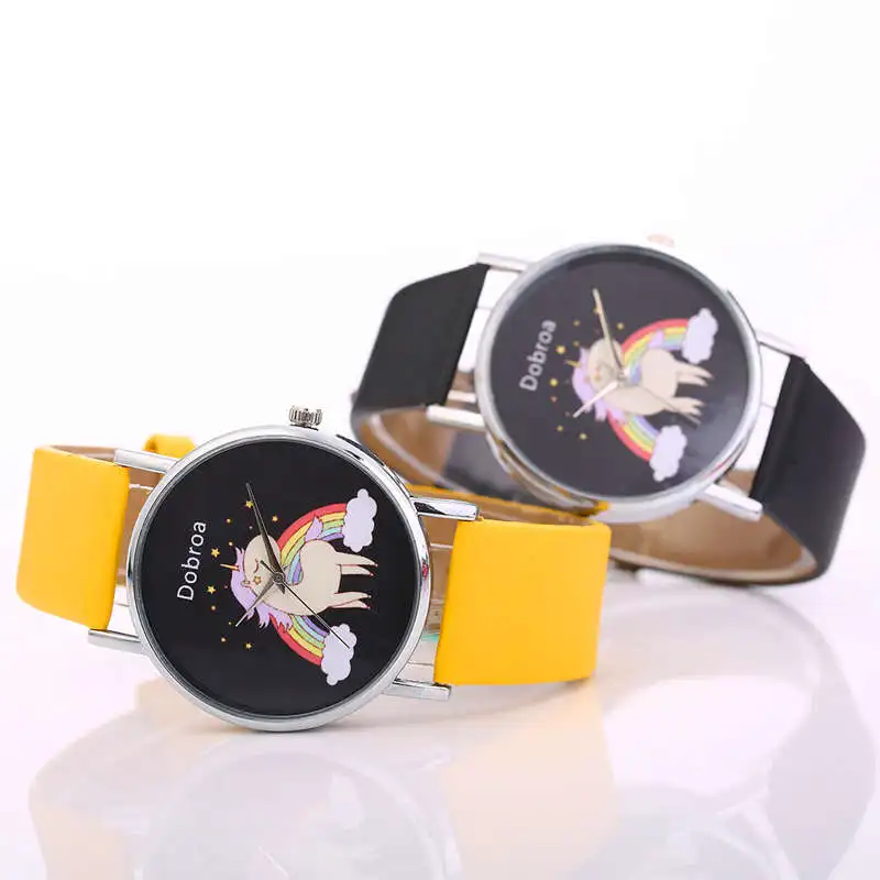 Relojes para Mujer 2018 повседневное и модные женские часы Радуга Единорог кварцевые
