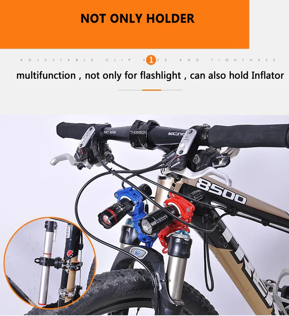 Best Cycling Lamp Air Pump Bracket Accessories Bicycle Flashlight Clip Universal Mountain Road Bike Handlebar Torch Holder 5 Colors 17