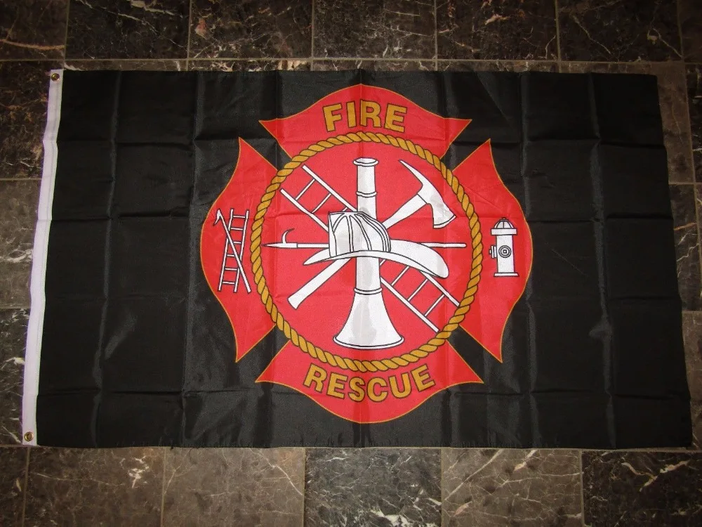 FireDeptDepartmentRescueBlackCollegeNylonIndoorOutdoorFlag
