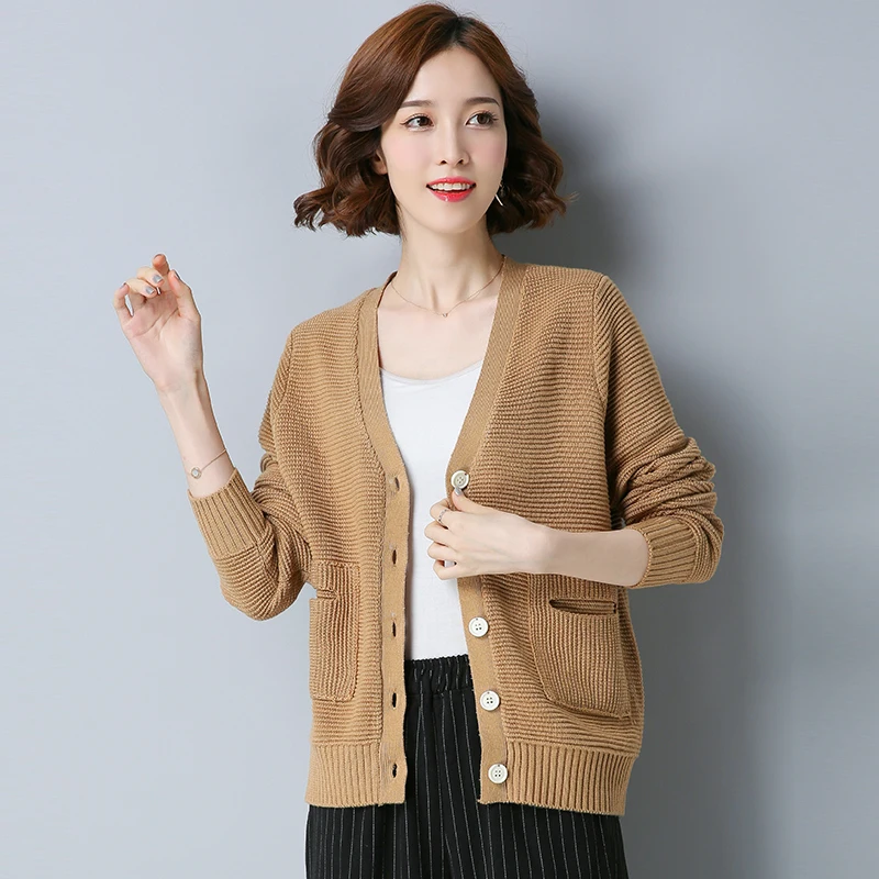 ^*Best Offers New Autumn Lady Cardigan Solid Long Sleeve Knit Coat with Buttons Elegant Knit Cardigan