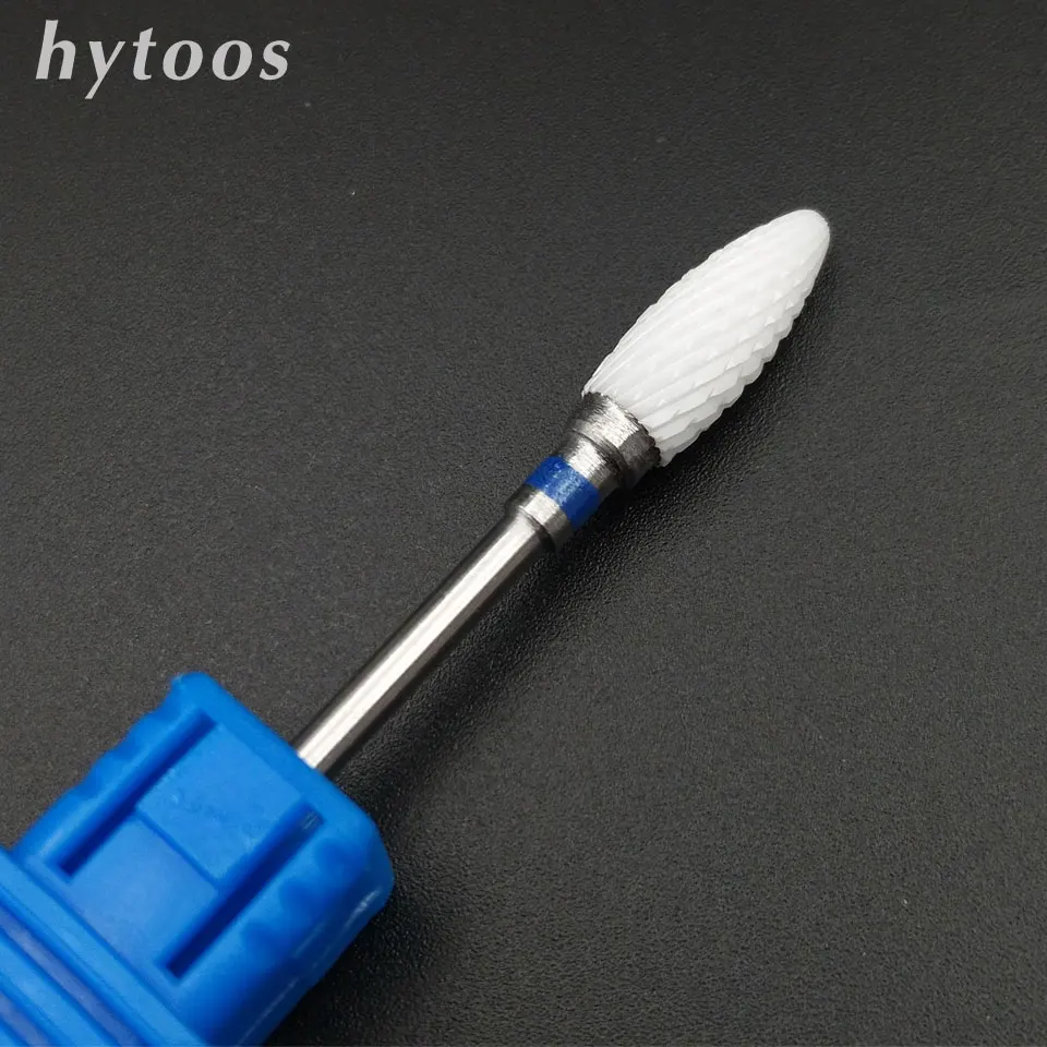 HYTOOS Ceramic Nail Drill Bit 3 32 Rotate Burr Milling Cutter Bits For Manicure Pedicure Tools
