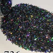 1 баночка/коробка, 10 мл, около 5 г, черный Голографический лазерный блеск, блестящий порошок для ногтей, гель-арт, хромированный пигмент, 736, 704, 735