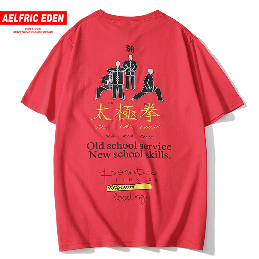 

Aelfric Eden Chinese Kungfu Taichi Chuan Men T Shirt Characters Printed Streetwear O-Neck Tops Tees Cotton Preppy Style Tshirt