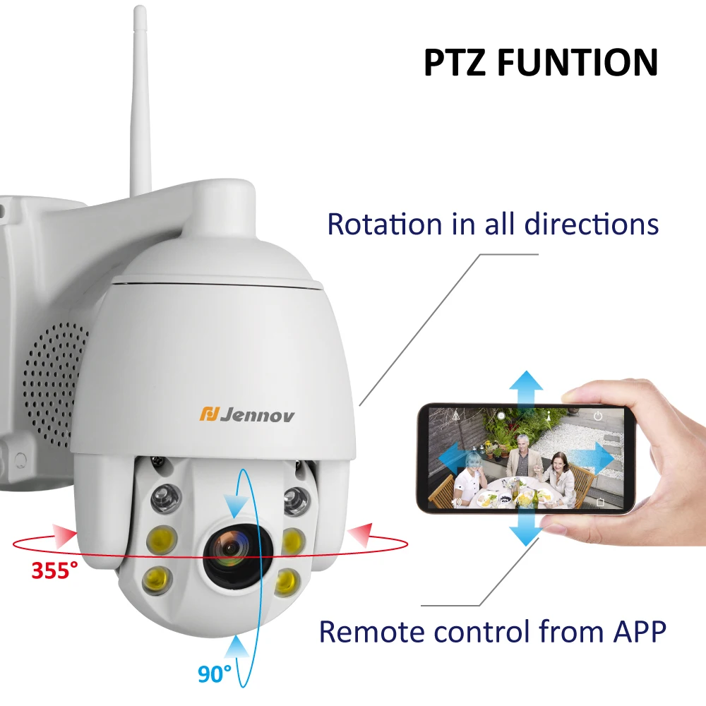 Online Cámara Jennov 5XZOOM PTZ IP 1080P 2MP Audio bidireccional cámara de Video vigilancia al aire libre Wifi seguridad del hogar cámaras inalámbricas Wifi