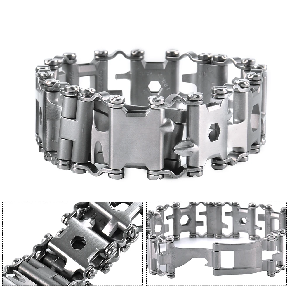 

29 IN 1 Hand Toosl Combination Stainless Steel Man Bracelet Chain Practical Tool Screwdriver Wrench Spanner for Outdoor Survival