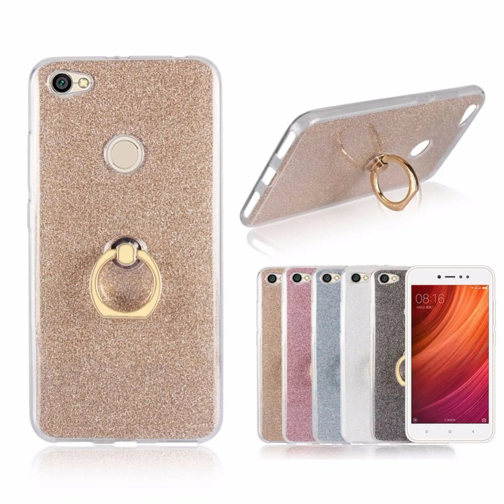 

Adtismark Glitter Bling Case For Xiaomi Redmi Note 5A Prime / Y1 Case Ring Holder TPU Case for Redmi Note 5A Pro Back Cover
