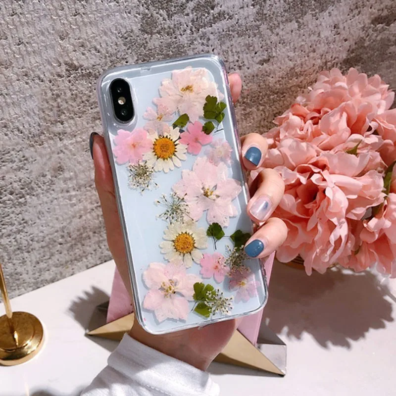 

Aokin Epoxy Real Dry Flower Case for iPhone 7 Soft Case for iPhone 7 8 X Cover Phone Cases for iPhone 6 6s 7 8 plus x