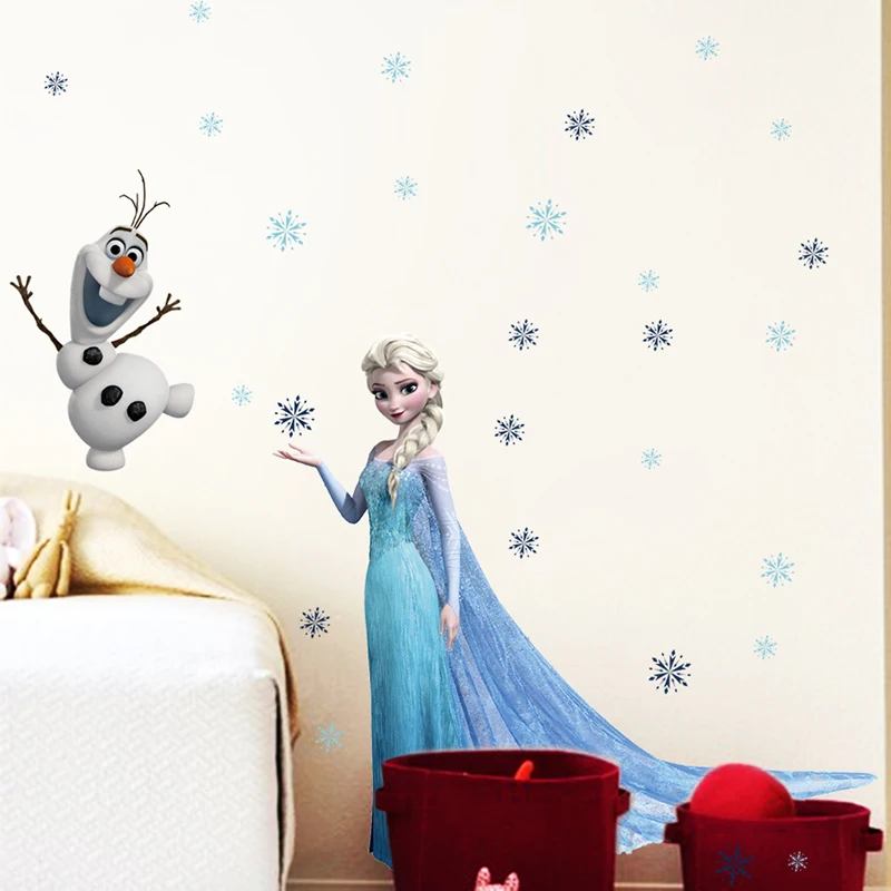 Cartoon DIY Frozen Princess Elsa Anna Wall Stickers Girl Children Room Background Decoration Removable Kids Bedroom Poster Decal Cartoon DIY Frozen Princess Elsa Anna Wall Stickers Girl Children Room Background Decoration Removable Kids Bedroom Poster Decal