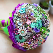Творчество, антиквариат, свадебные брошь букет, фиолетовый ювелирные изделия букет, бабочка стрекоза букет, винтаж