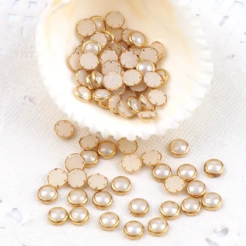 

4MM 500Pcs Ivory Metal Edge Half Round Pearl Glitter Nail Beads Studs Beauty Charm Nail Art DIY Decorations