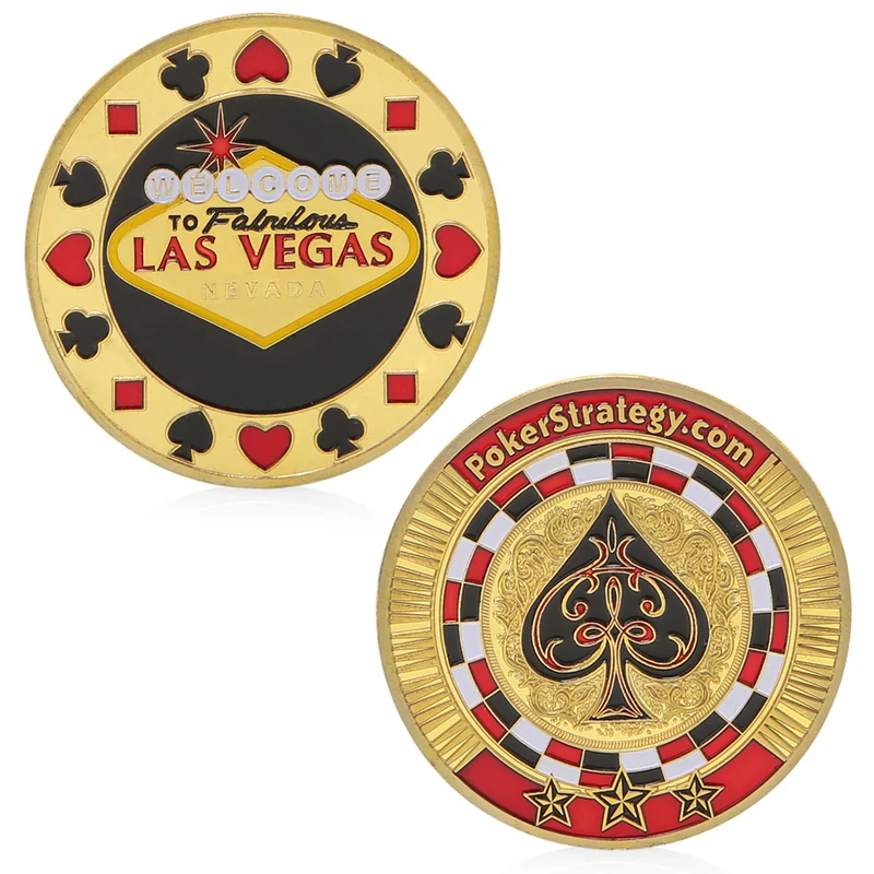 Poker Spade Lucky Chips Gold Plated Commemorative Challenge Coin