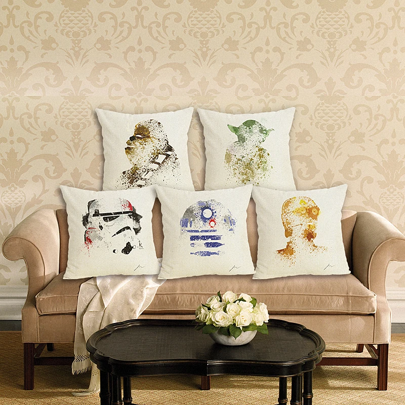 

New Home Decor War Printed Cushion Cover Linen Pillowcase Decorative Throw Pillow Cover for Sofa 45x45 cm Sofa Cushion Case