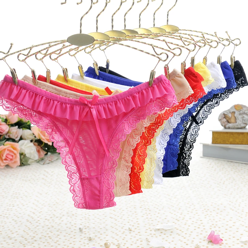 

5pcs/lot Women Thongs Panties Mesh Underwear Ruffles Female G-stringsBriefs Girls' Underpants XXS-L Sexy Intimates Panty 1504nP5