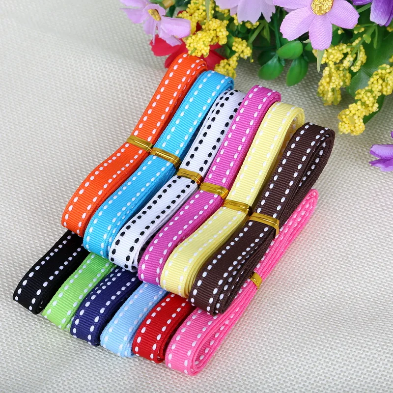 

12y (1y/color) Random Mix Color 10mm Dot Grosgrain Ribbon Garment Sewing Accessories DIY Decorative Art Craft Gift Baking Ribbon