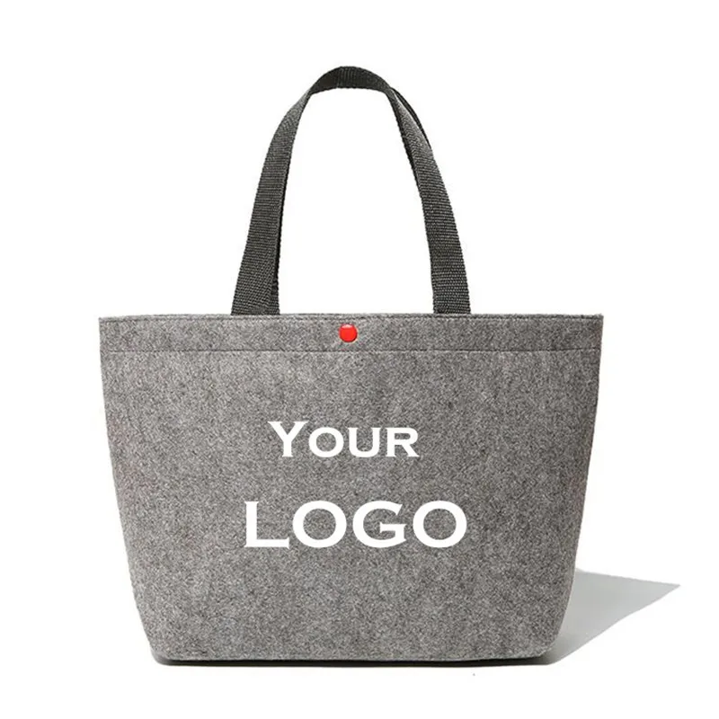 wholesale 500pcs/lot recycle Wool Felt Fabric reusable shopping bags customized printing company logo gift boutique eco bags ads