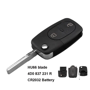 

2 Buttons Flip Folding Remote Key Shell Cover fit for Audi A2 A3 A4 A6 A8 TT RS4 Uncut HU66 blade Fob Case 4D0 837 231 R