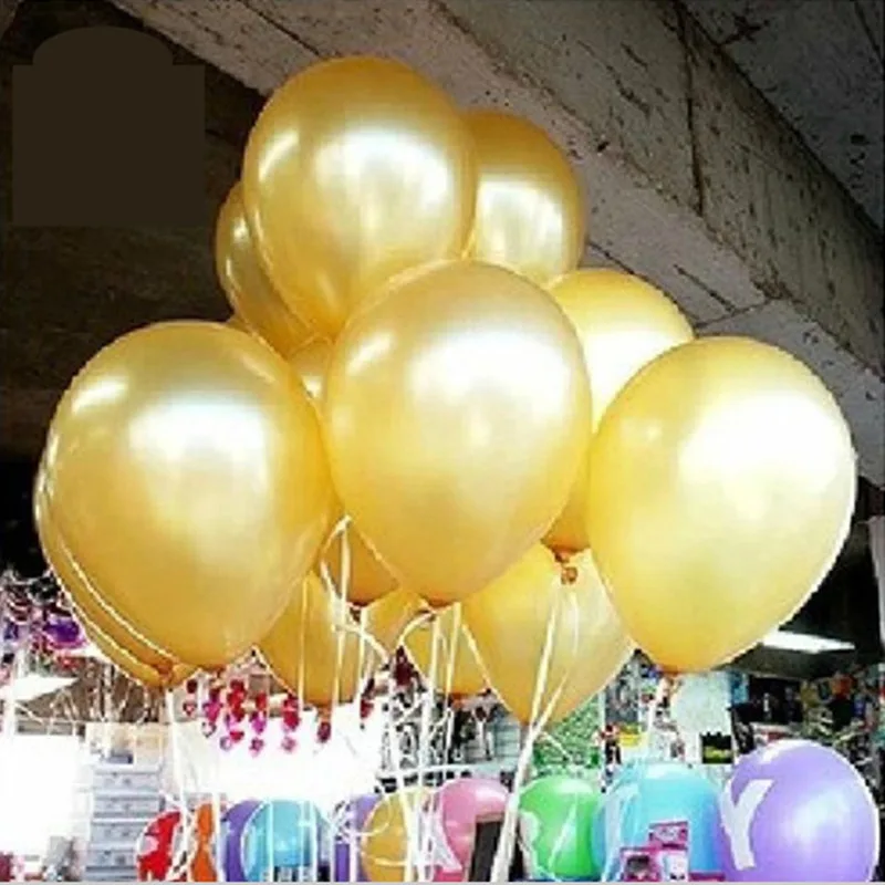 Free Shipping 100pcs/lot 10 inch Gold Pearl Latex Balloons Thicken