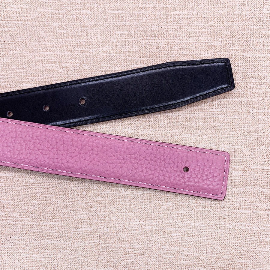 US $20.79 2020 Without Buckle Ciartuar For Men Women 32cm Pink Color Belt High Quality Cowskin Leather Two Sides Free Shipping