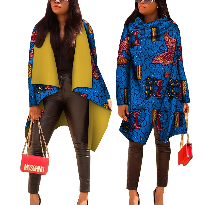 Women African Tops African Print Cotton Casual Coat Women Bazin Riche Trench Coat Lady Traditional African Clothes WY4715 - Цвет: 3