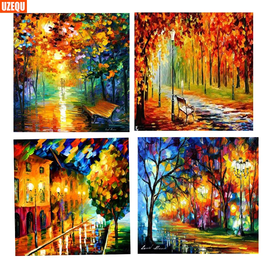 UzeQu Diamond Embroidery Full Square DIY Painting Abstract Scenery Cross Stitch Mosaic Beads Picture Needlework | Дом и сад