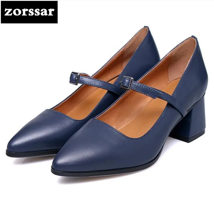 

{Zorssar} 2018 Mary Janes Heels Pointed toe Shallow Women Single shoes Summer Shoes Women High Heels Business work shoes