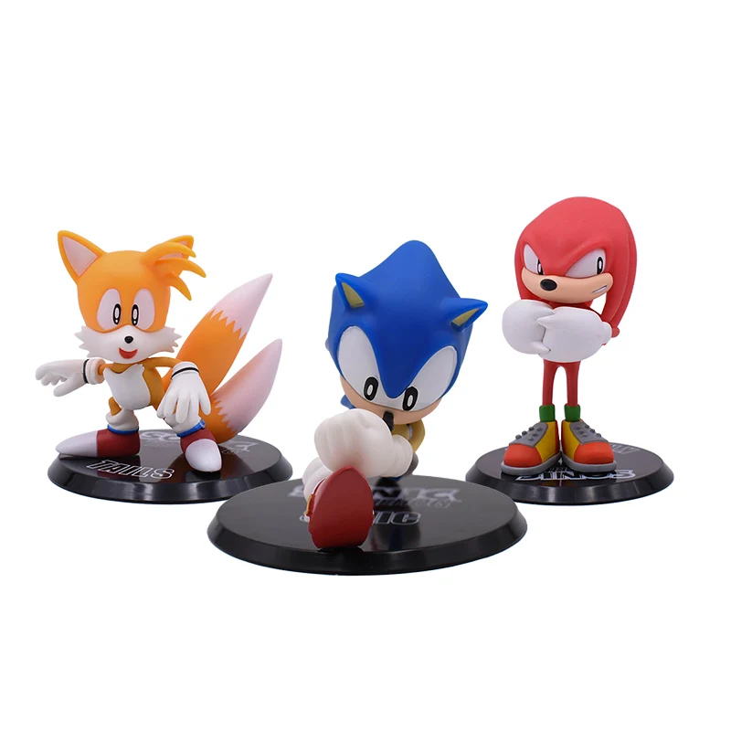 

3 Styles Anime Cartoon Sonic Tails Knuckles Figures PVC Sonic Shadow Figure Christmas Gift Baby Hot Toy For Children