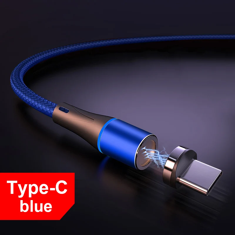 Romichw светодиодный индикатор 3A провод для быстрой зарядки Магнитный usb type C кабель Oneplus 6T для Xiaomi Redmi Note 7 K20 Pro для samsung S9 - Цвет: Blue