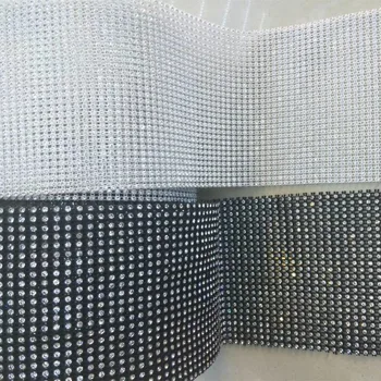 

free shipping plastic rhinestone mesh trimming 5mm white base with crystal clear stones ,normal mesh trimming 18 rows 10 yards