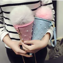 100 teile/los Neue Kreative Kegel Frauen Tasche Mit Pelz Mode Perlen Tag Kupplung Partei Abendtasche Damen Handtasche Kleine Kupplung tasche